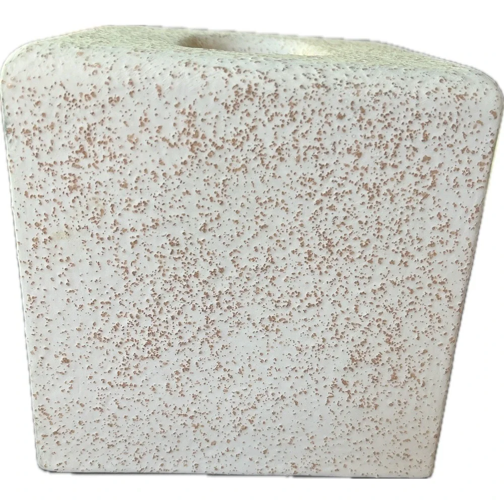 Texturized Heavy Ceramic Tissue Box Cover with Rose Vanity Decor, Artist Signed